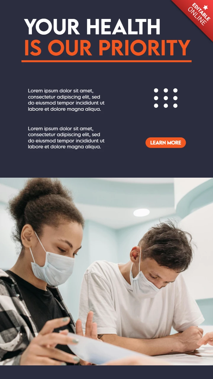 Modèle de conception de publication d'histoire médicale professionnelle sur Instagram