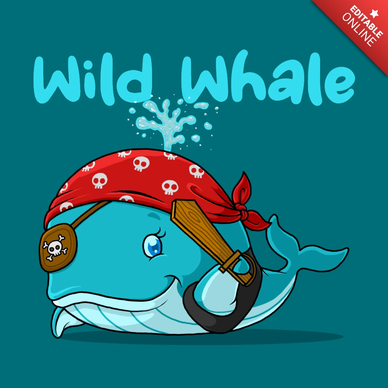 Ontwerpsjabloon wilde walvispiraat voor kinderkleding