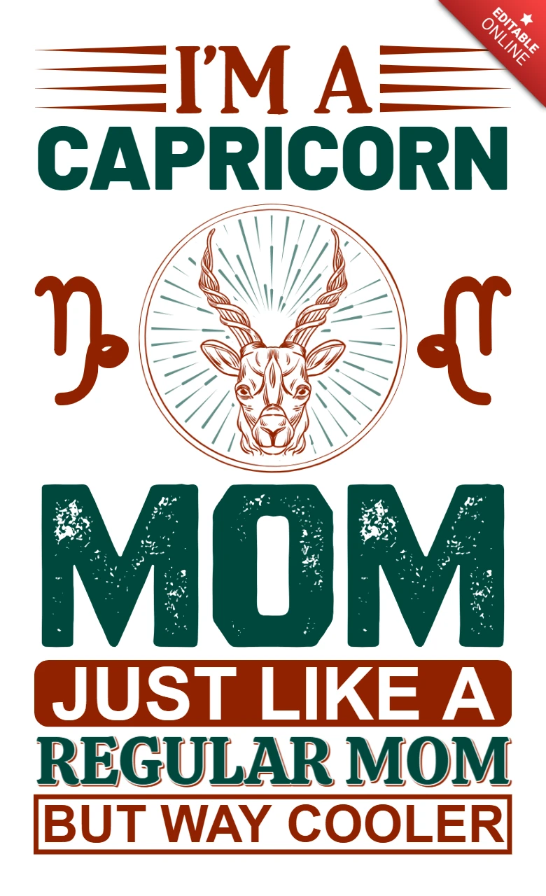 Plantilla de diseño de tipografía retro de mamá Capricornio para ropa personalizada