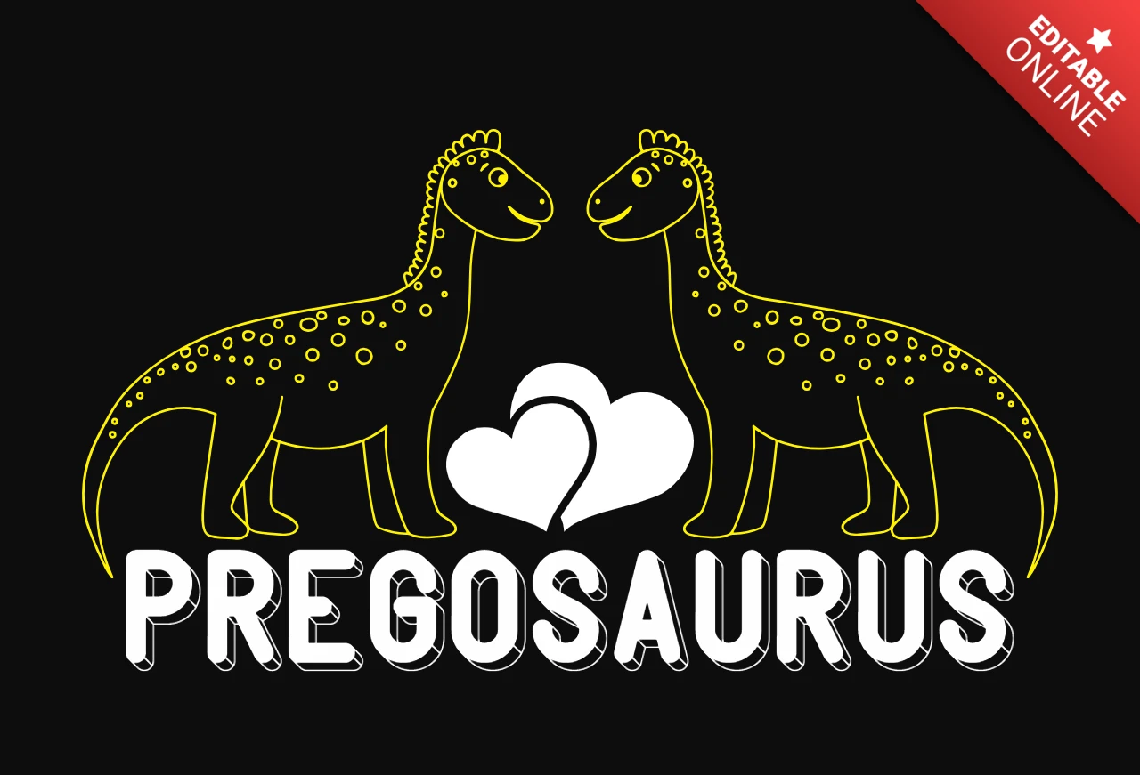 Pregosaurus Pregnant Dinosaur T-Shirt Template