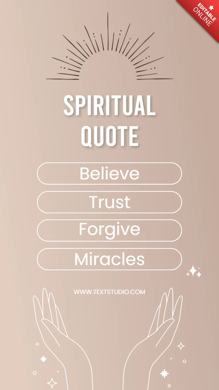 Spiritual Quote with Sun and Hand Illustrations Instagram Story Post Design Template