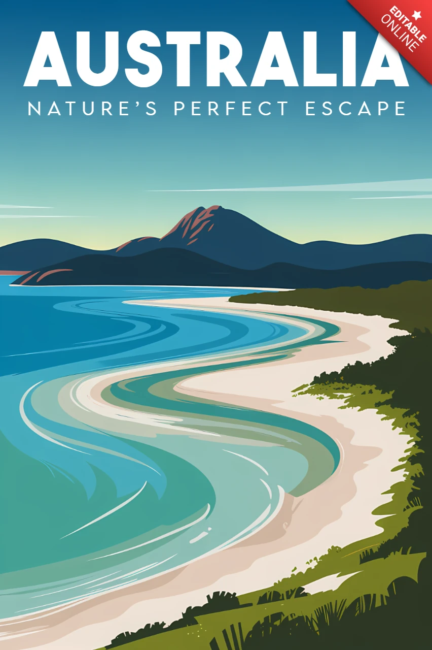 Australië natuur ontsnapping ontwerp sjabloon voor reisposters