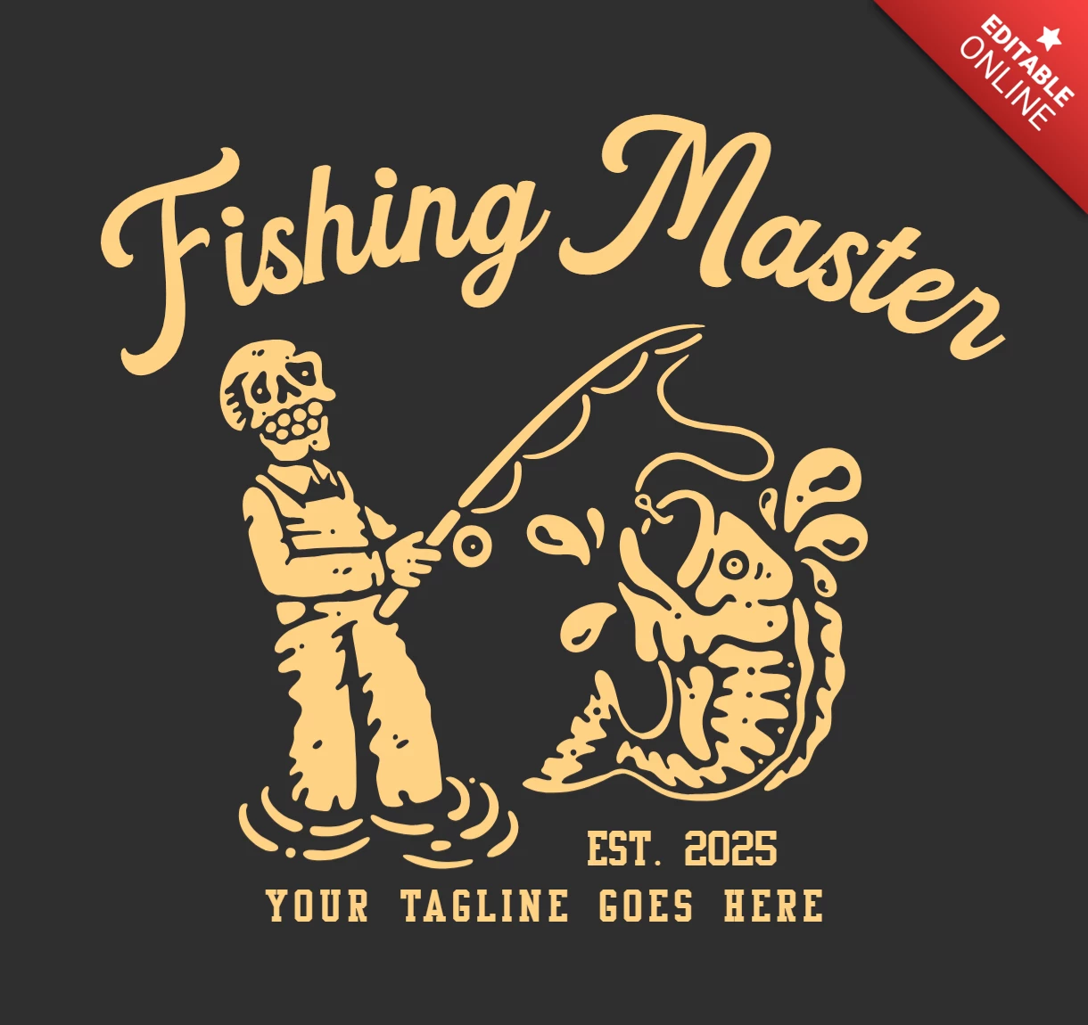 Smiling Skeleton Doing Fishing T-shirt Design Template