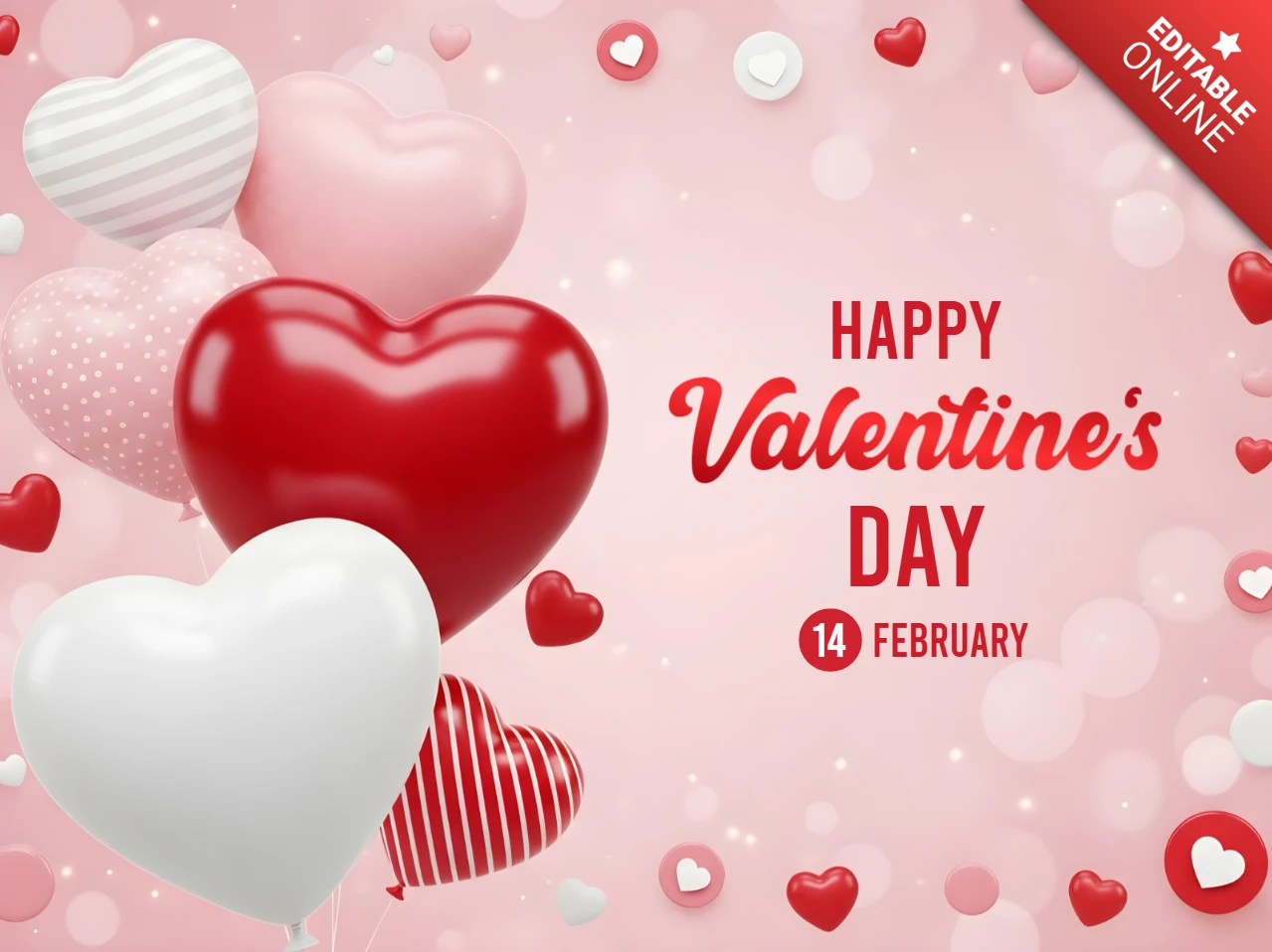 Plantilla de diseño de globos para el día de San Valentín para tarjetas de felicitación festivas.