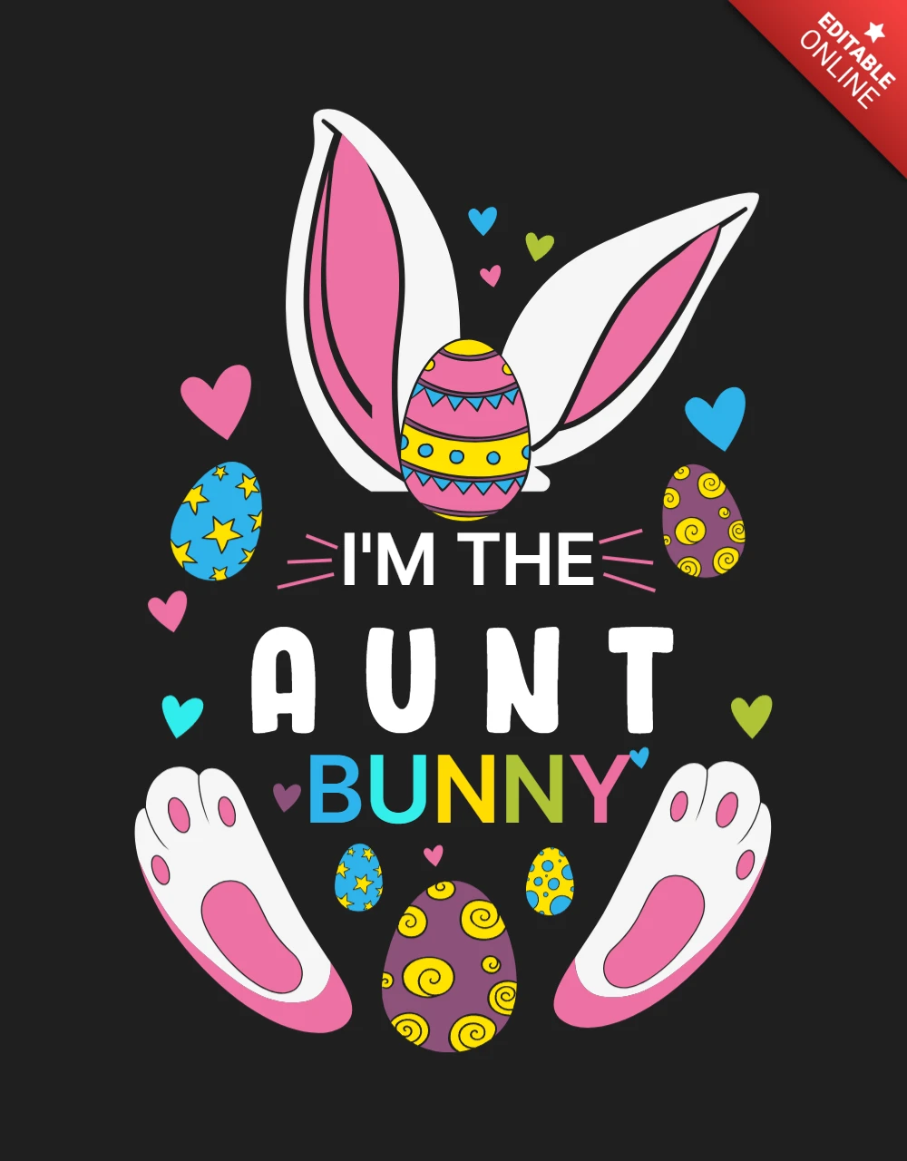 Ich bin die tante bunny t-shirt design vorlage