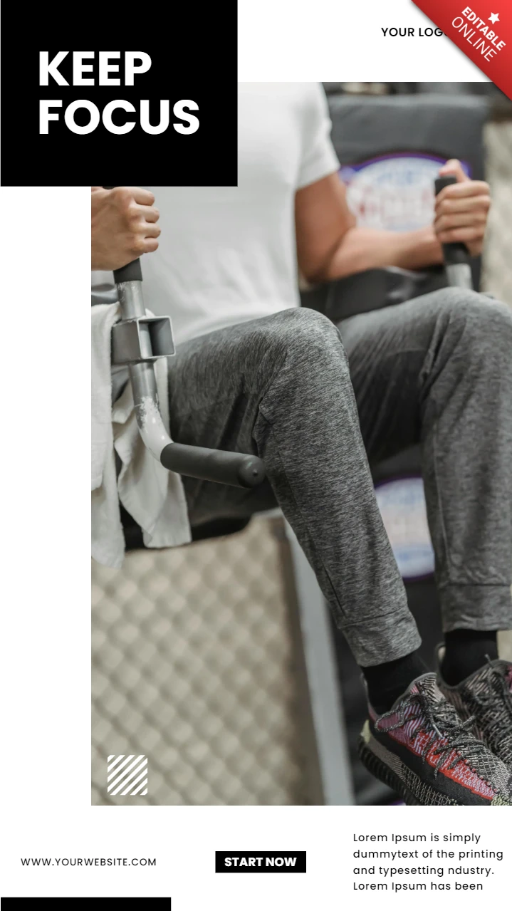 Man Training In Gym Center Instagram Story Post Design Template
