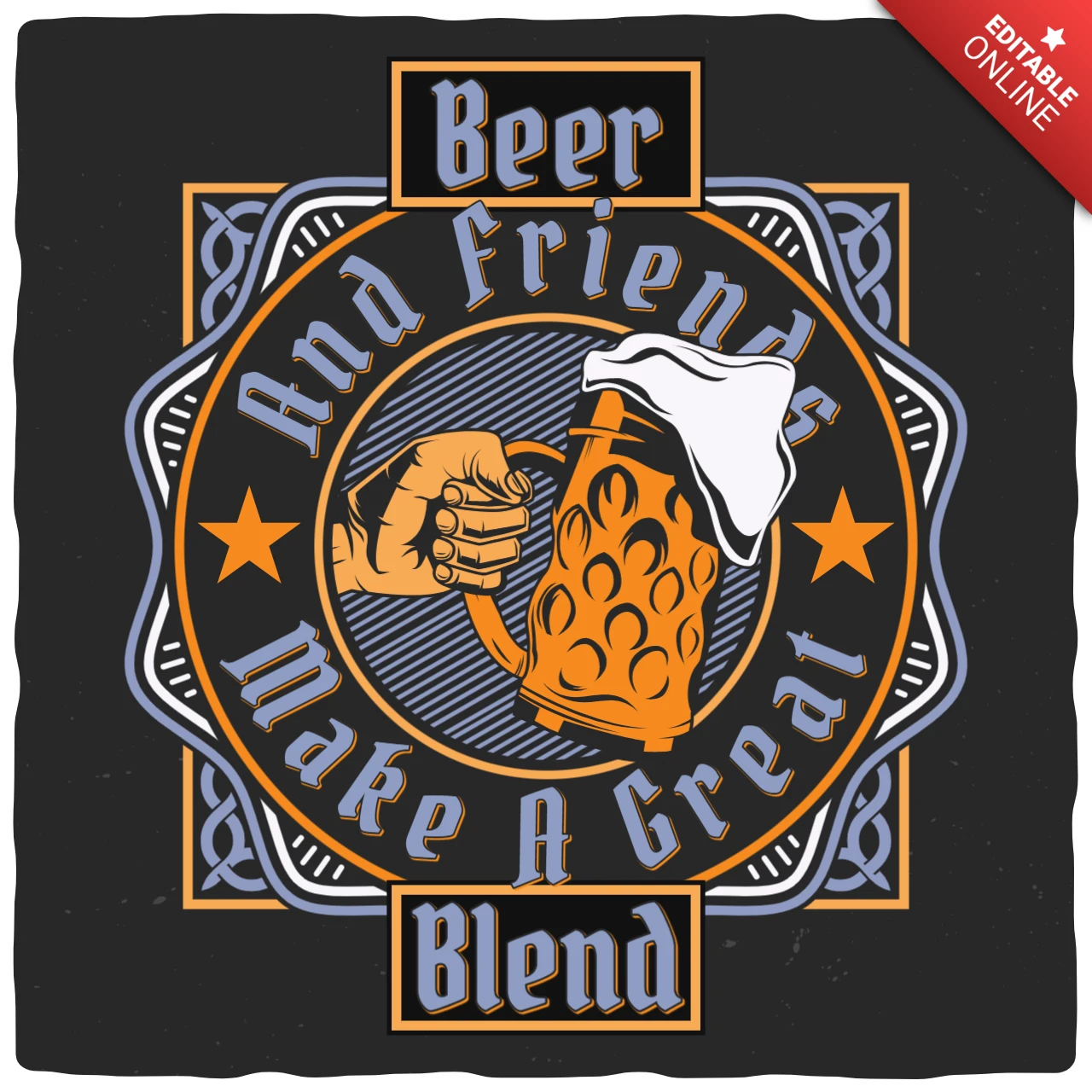 Hand met glas bier t-shirt ontwerpsjabloon