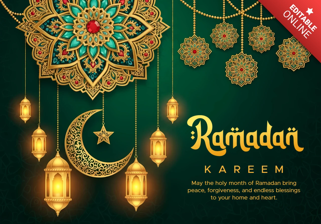 Template de design de lanterna do Ramadã para cartões de saudação e convites