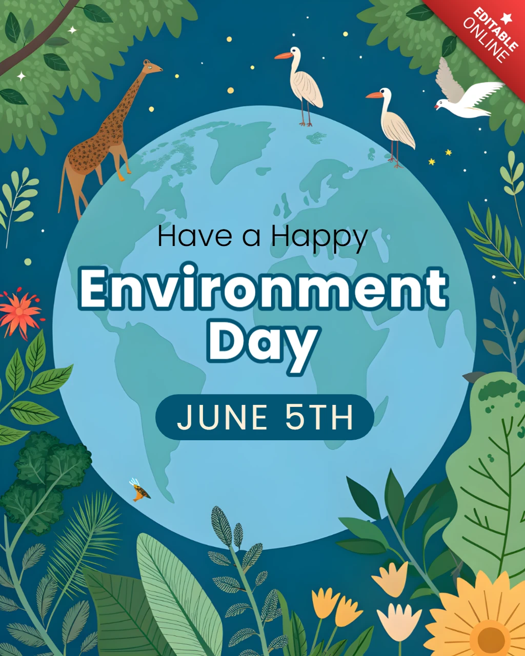 Design vibrant sur le thème de la nature avec des animaux pour le modèle de la journée de l'environnement.