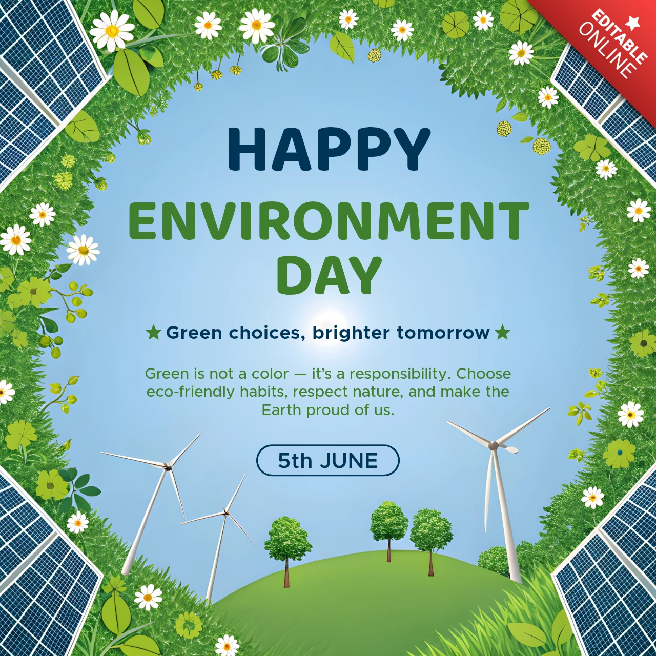Renewable Energy Design Template for Happy Environment Day Celebration