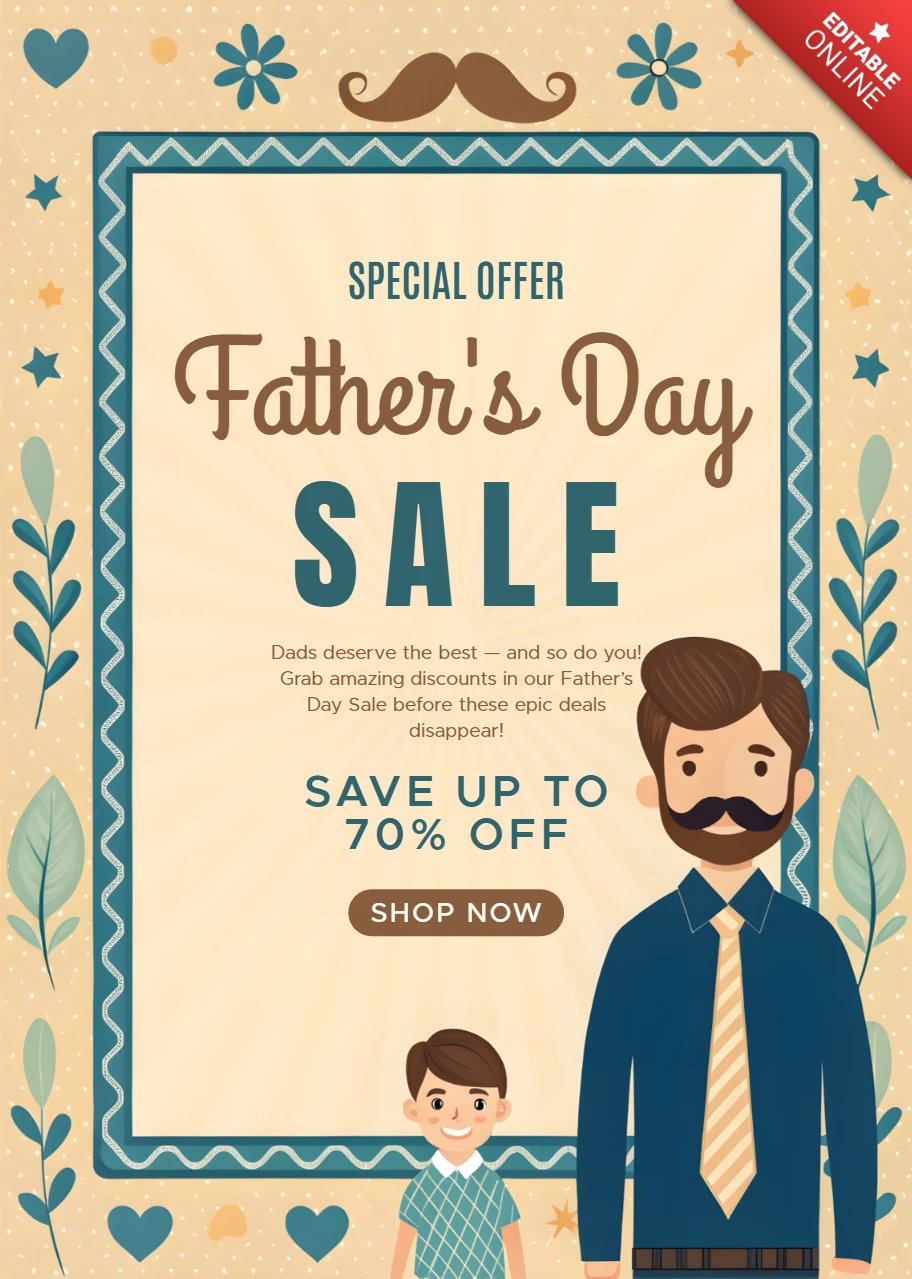 Modèle de vente pour la fête des pères - design floral vintage pour les promotions