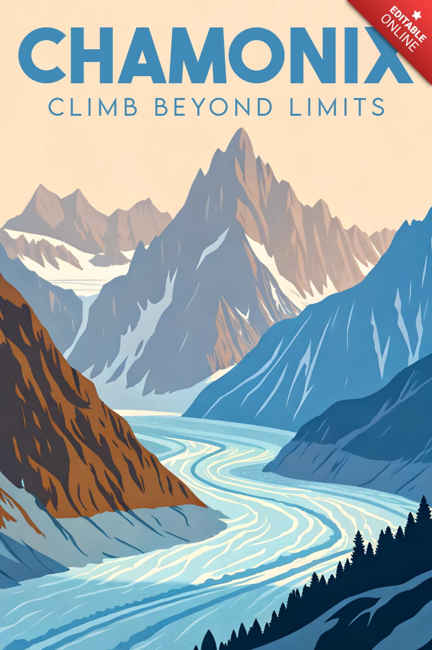 Berglandschaftsdesign-Vorlage für Abenteuerplakat