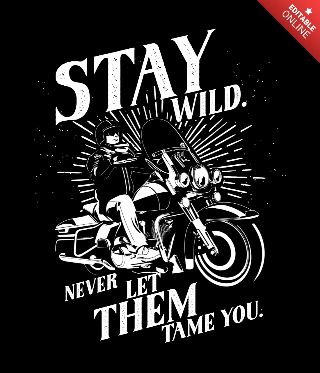 Stay Wild Vintage Biker T-shirt Design Template