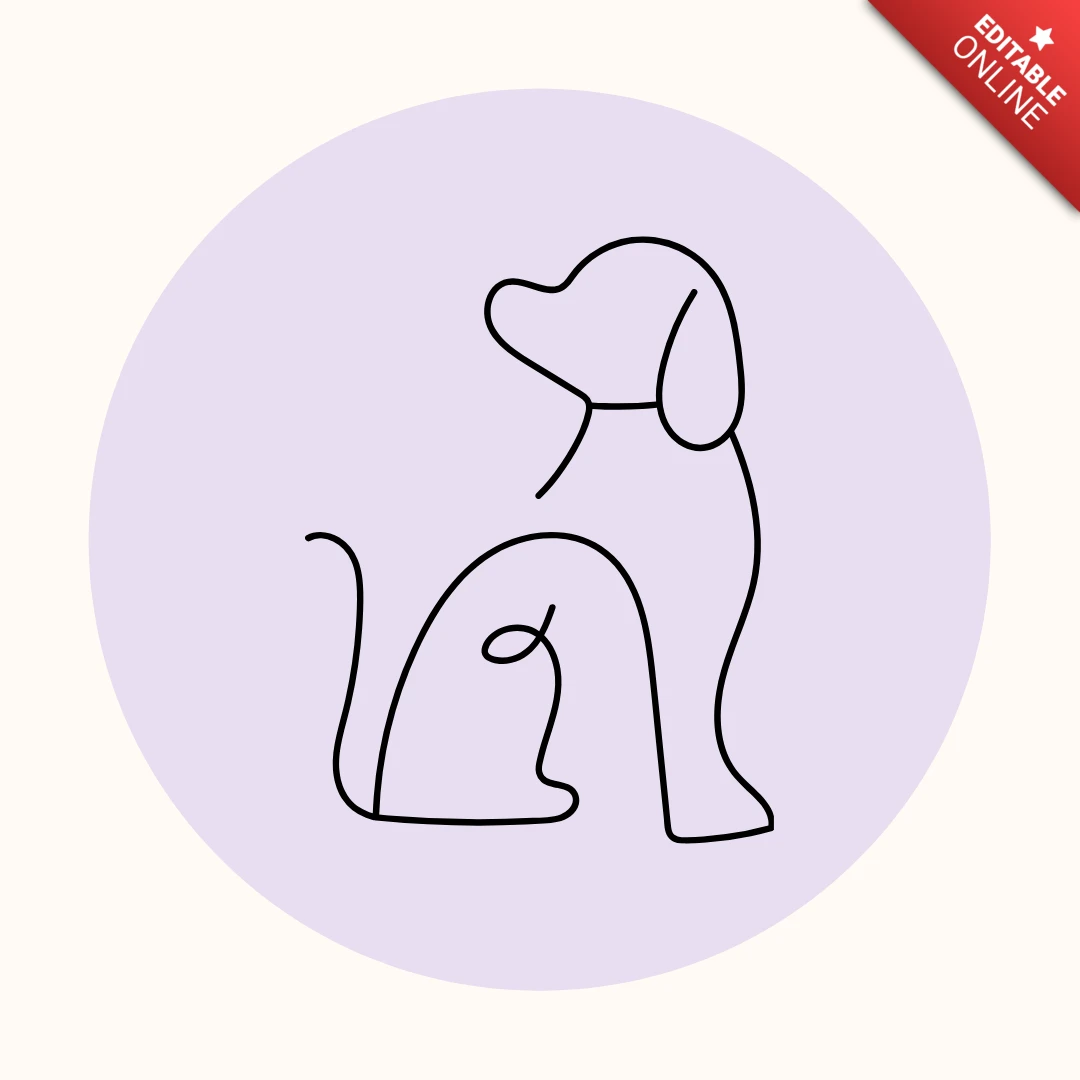 かわいい犬のラインアート Instagram ストーリー ハイライト カバー デザイン テンプレート