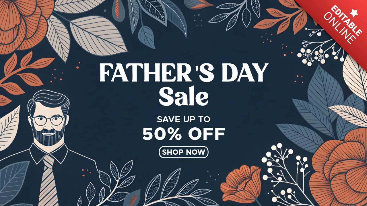 Floral Father's Day Sale Design Template – Editable Promotional Graphic for Discounts