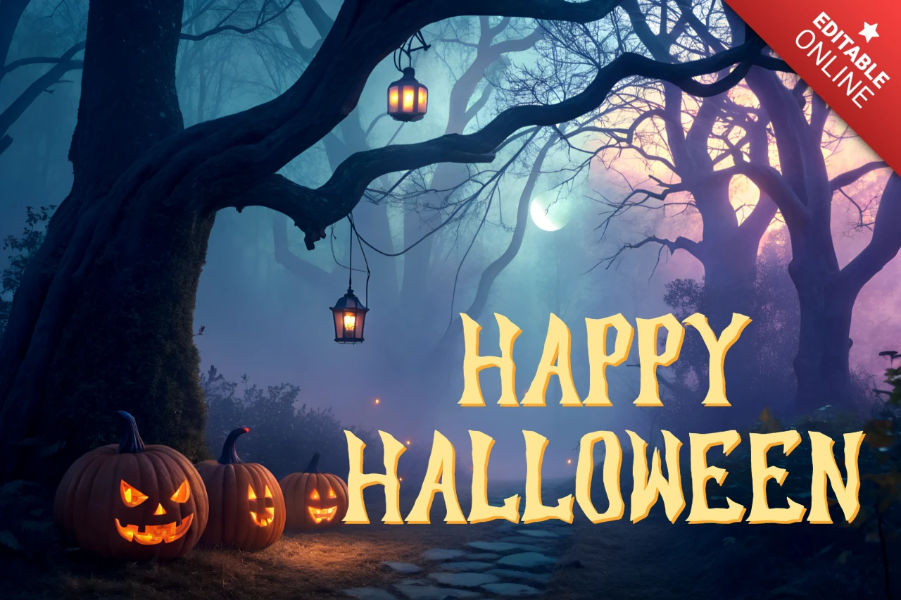 Gruseliges Halloween-Designvorlage mit Kürbissen für festliche Grußkarten