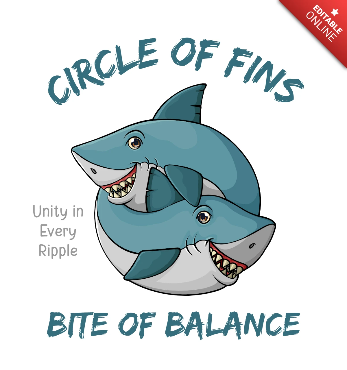 Modèle de requin ludique : cercle d'ailerons avec unité dans chaque ondulation