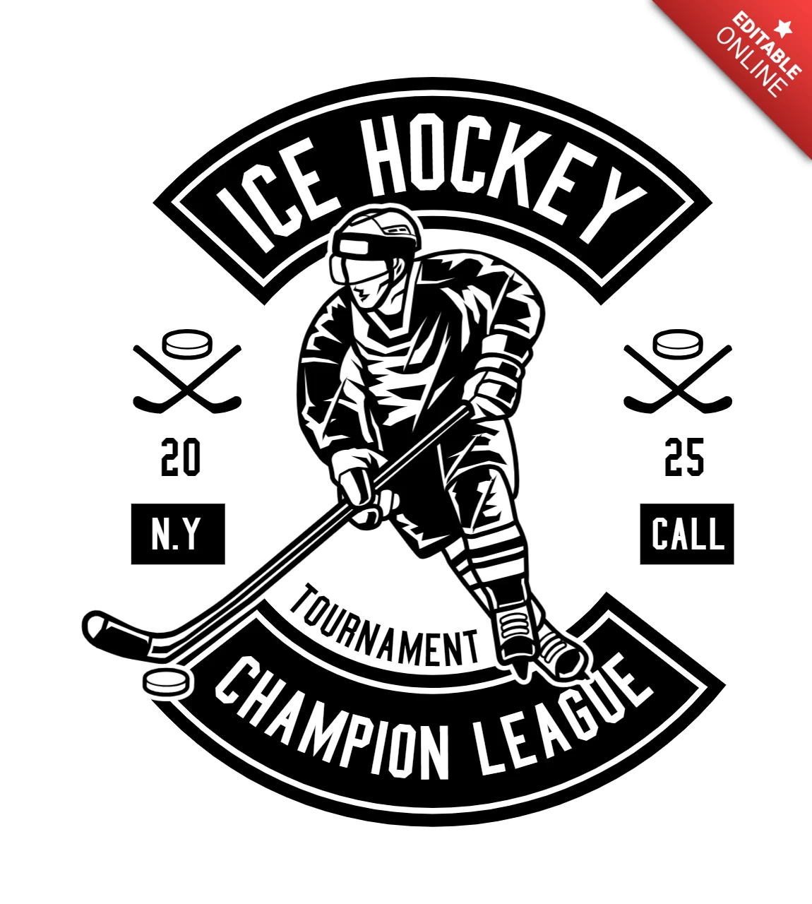 Ice Hockey Tournament T-shirt Design Template