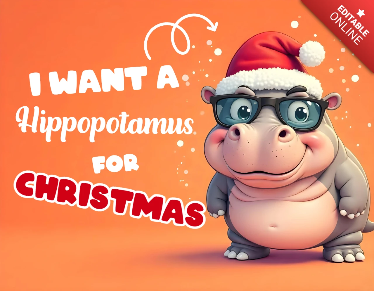 Festliche weihnachten nilpferd grußkarte Vorlage