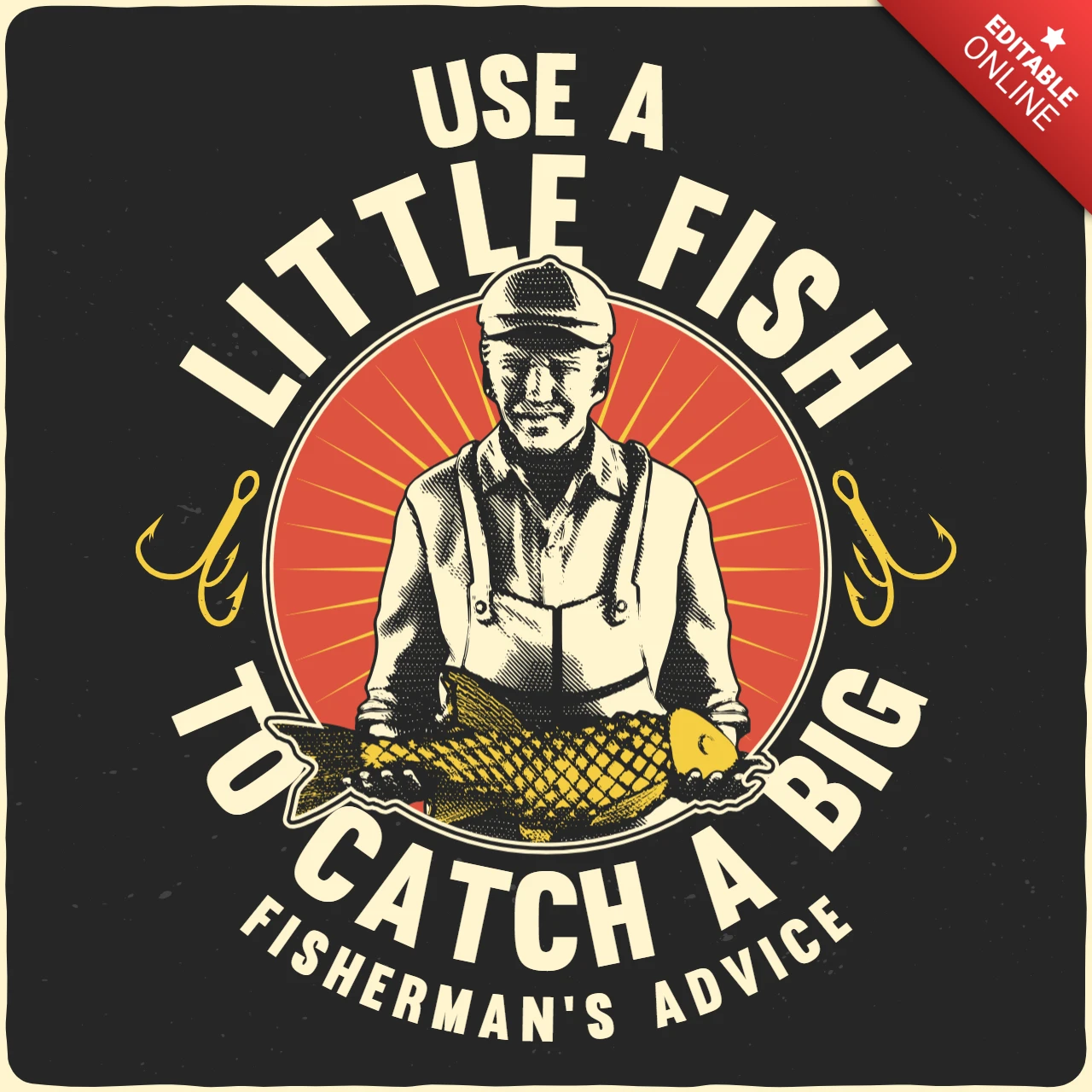 Fisherman's Advice Vintage T-Shirt Design Template