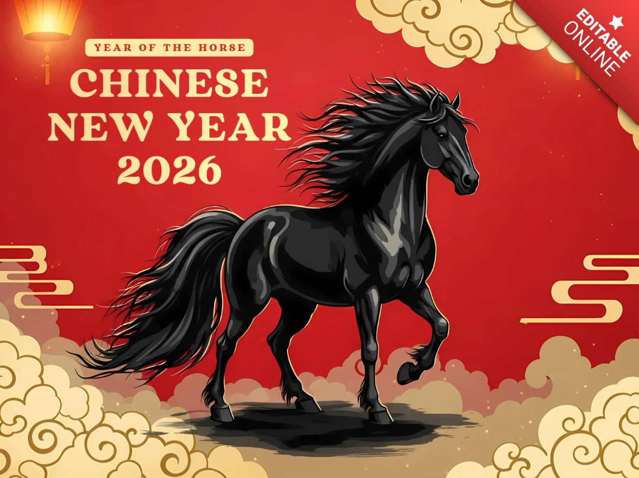 Chinese New Year 2026 Horse Design Template for Festive Posters