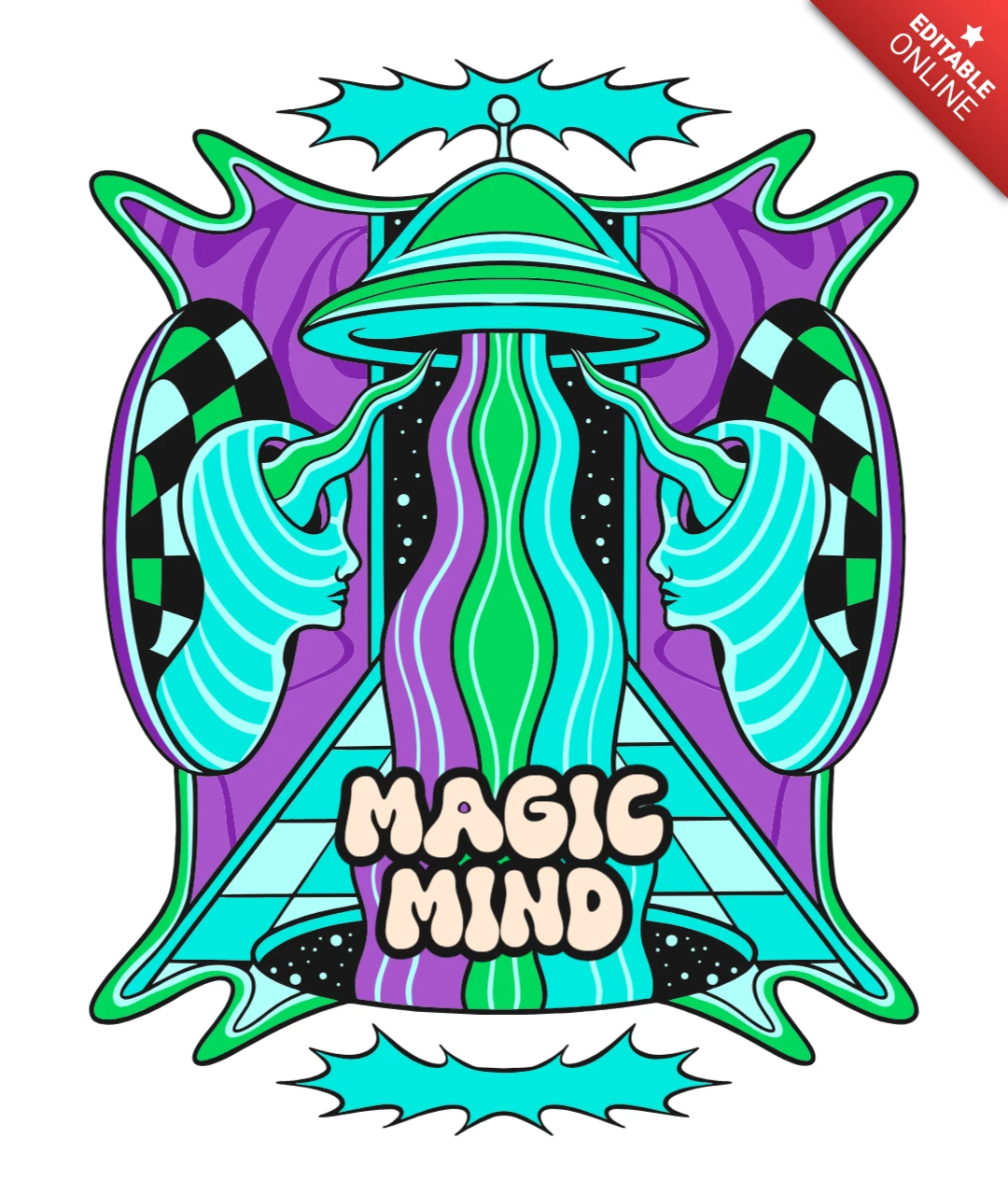 Magic Mind Psychedelic Design Template for Creative Projects