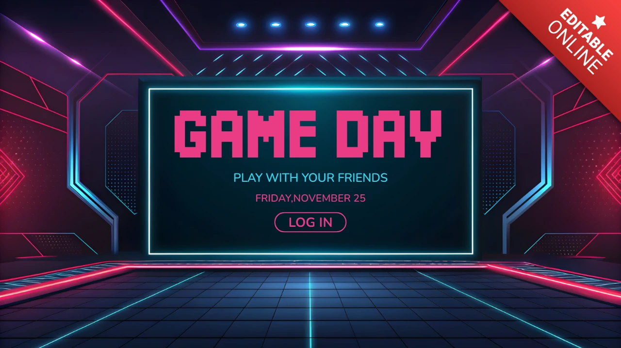 Modèle d'événement de jour de jeu néon pour une expérience de jeu interactive