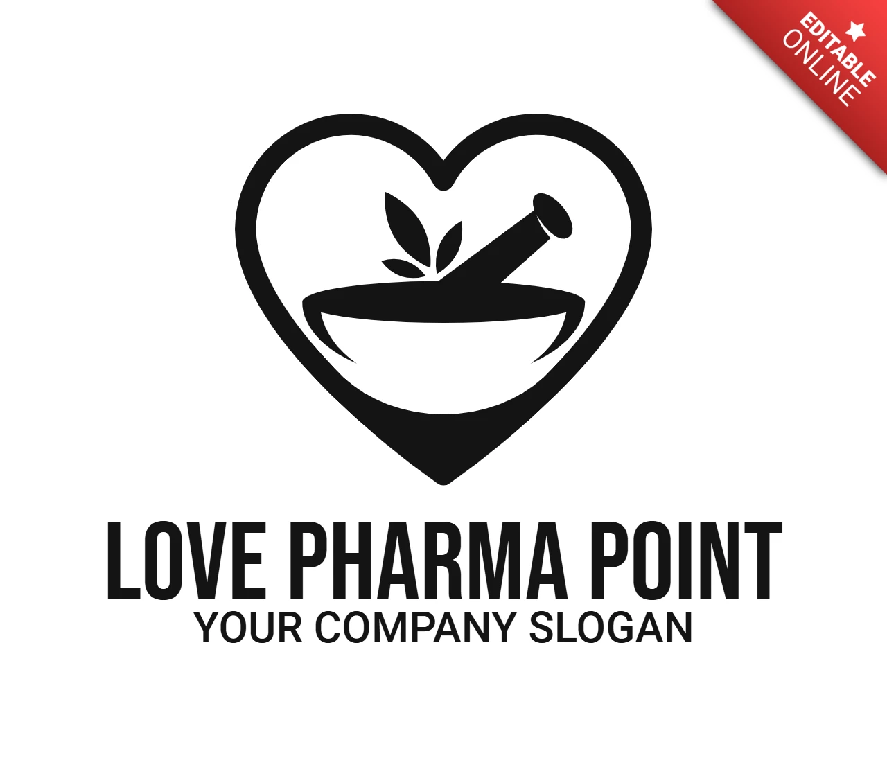 Love Pharma Point Logo Design Template