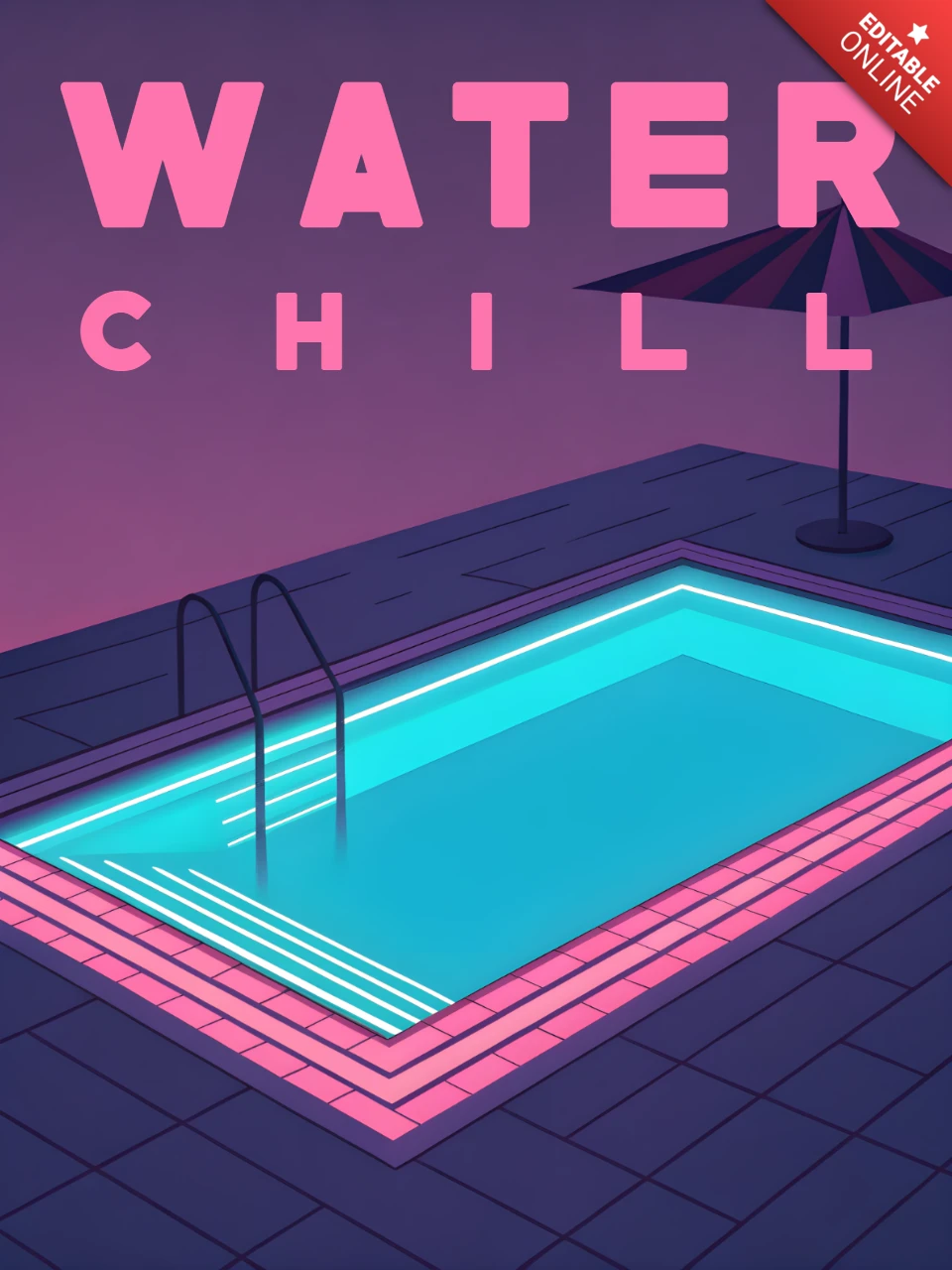 Chill Pool Retro Flat Design Template for Summer Party Invitations