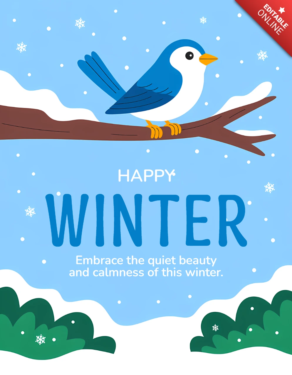 Gelukkig winter vogel ontwerp sjabloon voor wenskaart