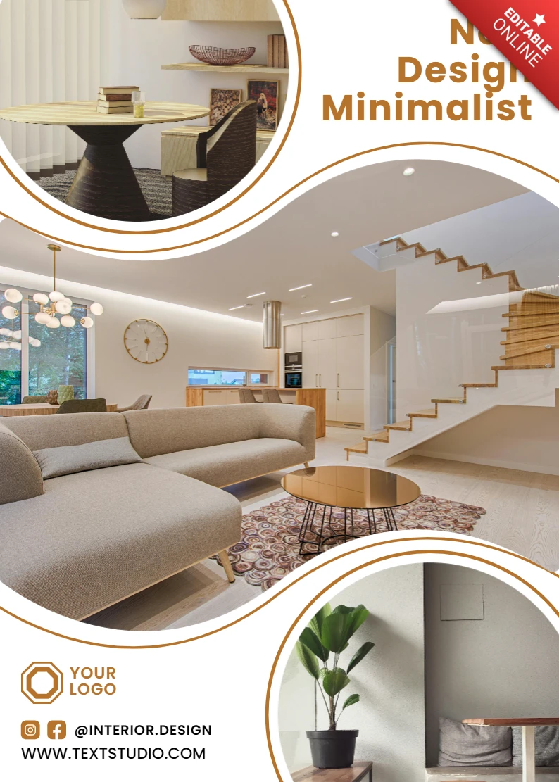 Plantilla de diseño interior minimalista para decoración de hogares modernos