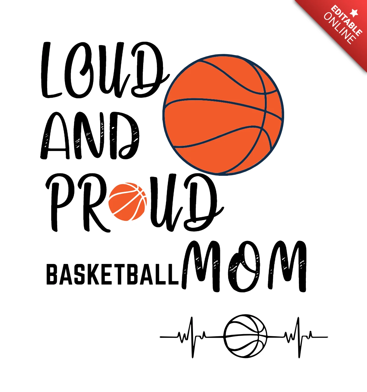 Modelo de design de camiseta de mãe que joga basquete em voz alta e orgulhosa