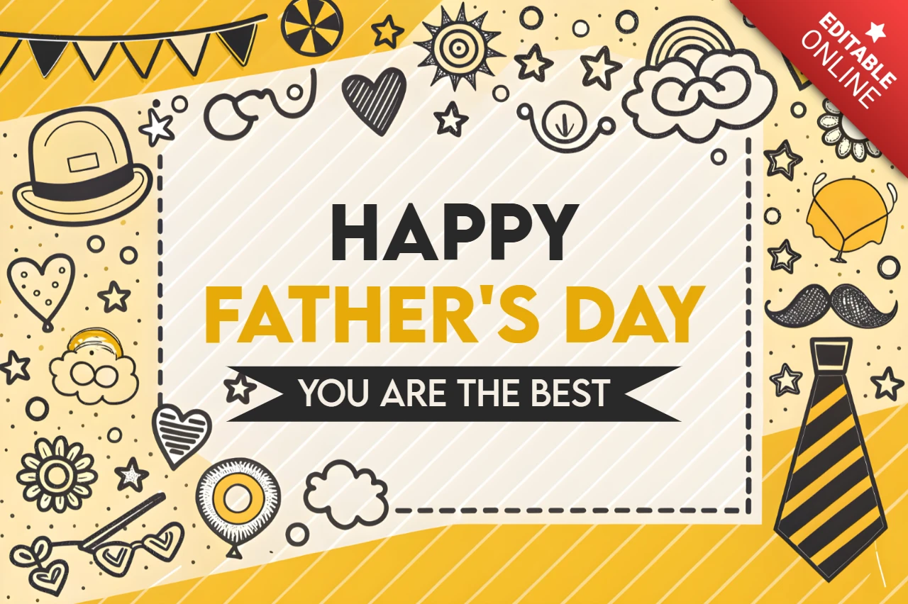 Happy Father's Day Editable Template - Fun and Playful Doodles Design