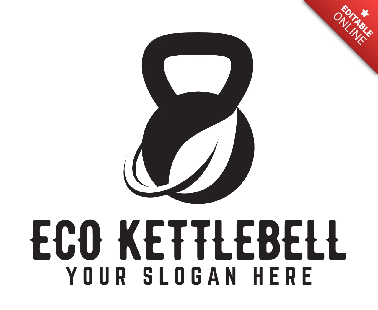 Modèle de conception de logo Eco kettlebell noir