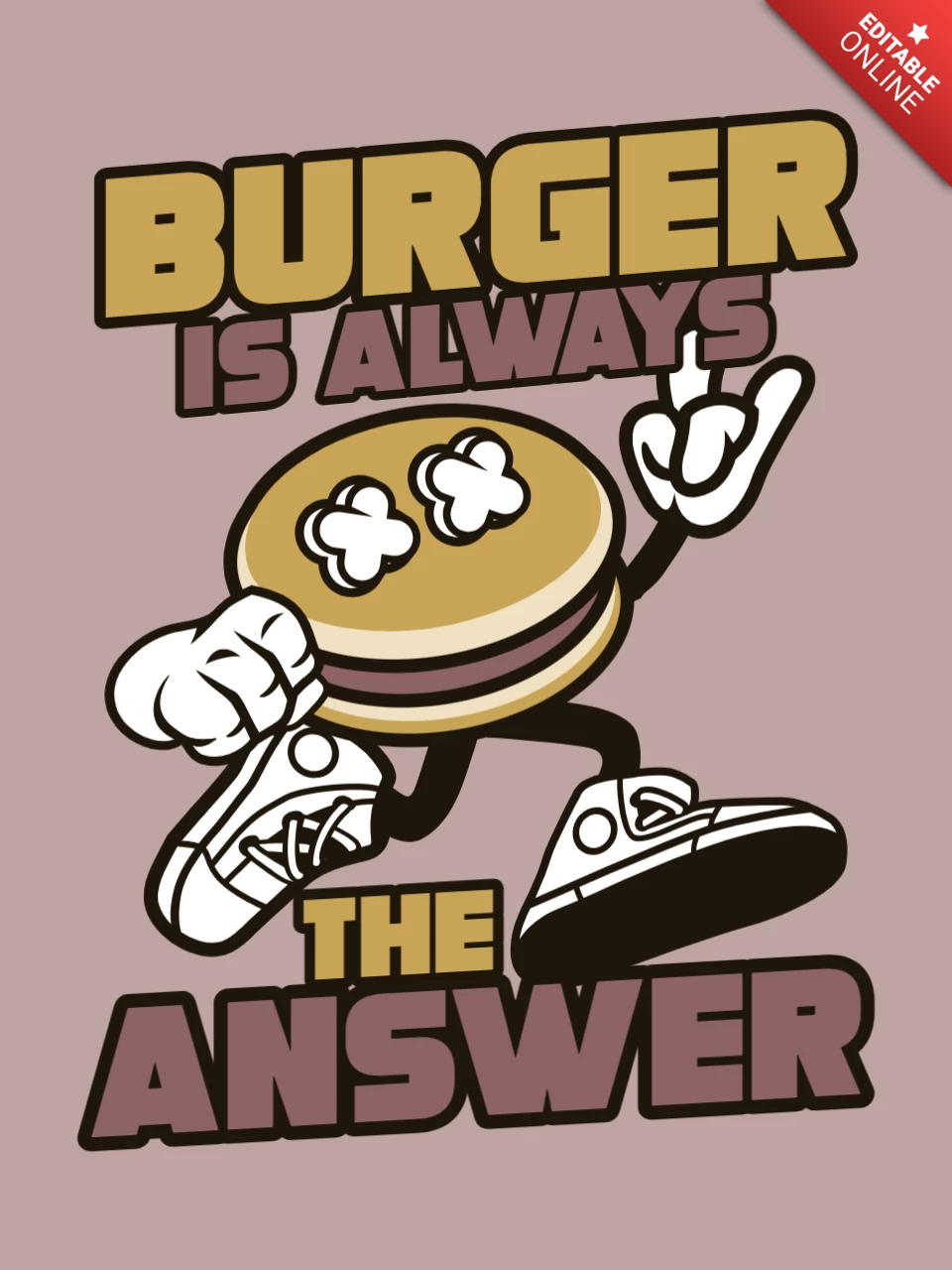 Burger Is Always The Answer Cartoon T-shirt Design Template