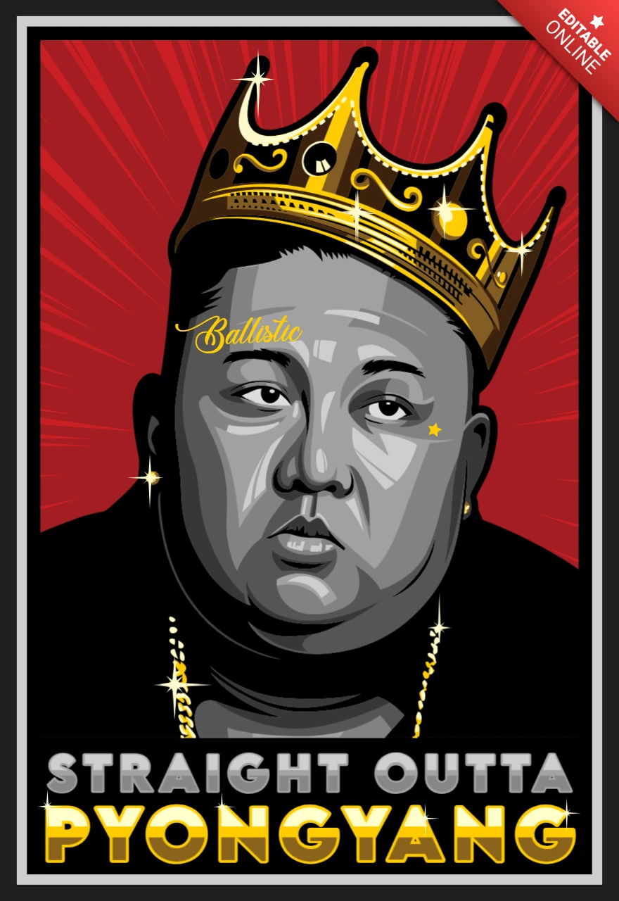 Modelo de design de camiseta com paródia de gangster da Coreia do Norte