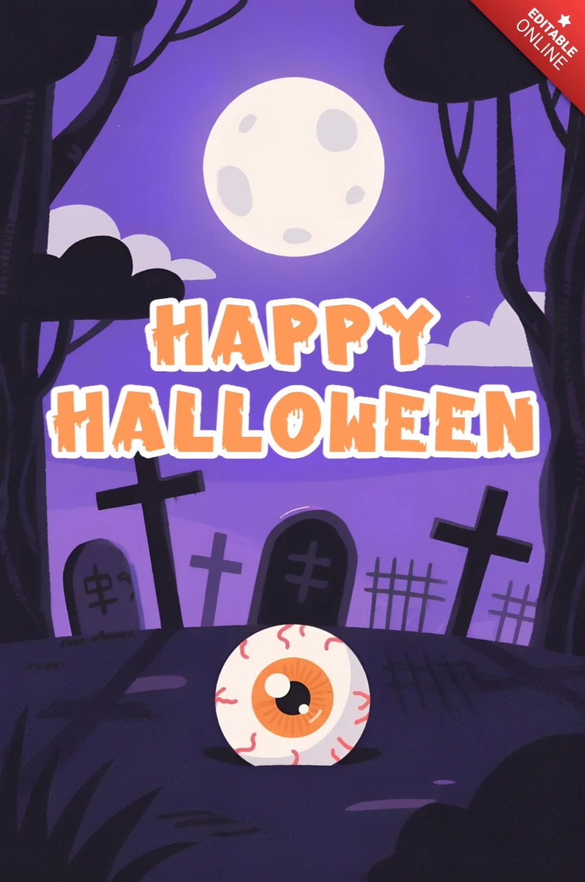 Template de design de Halloween assustador com olho para cartão de saudação