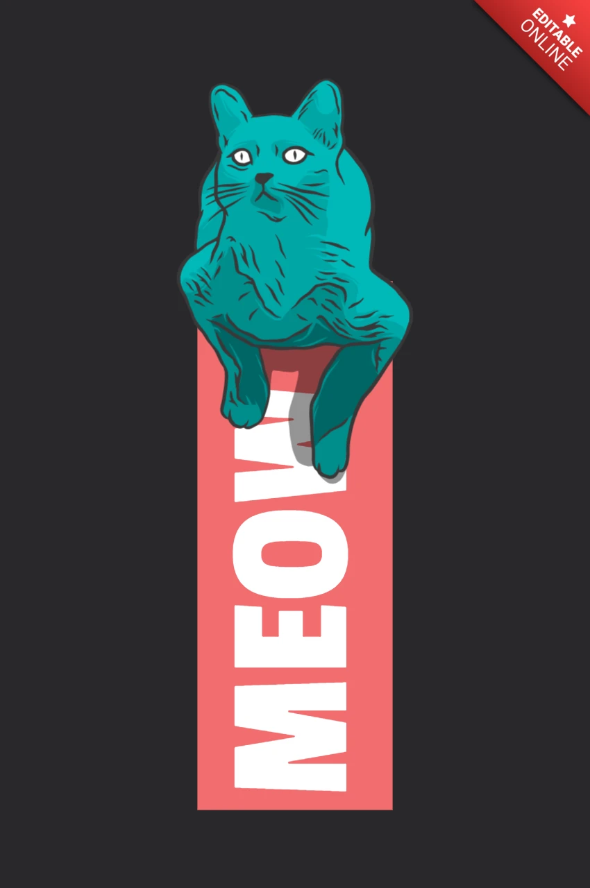 Meow Cat T-shirt Design Template