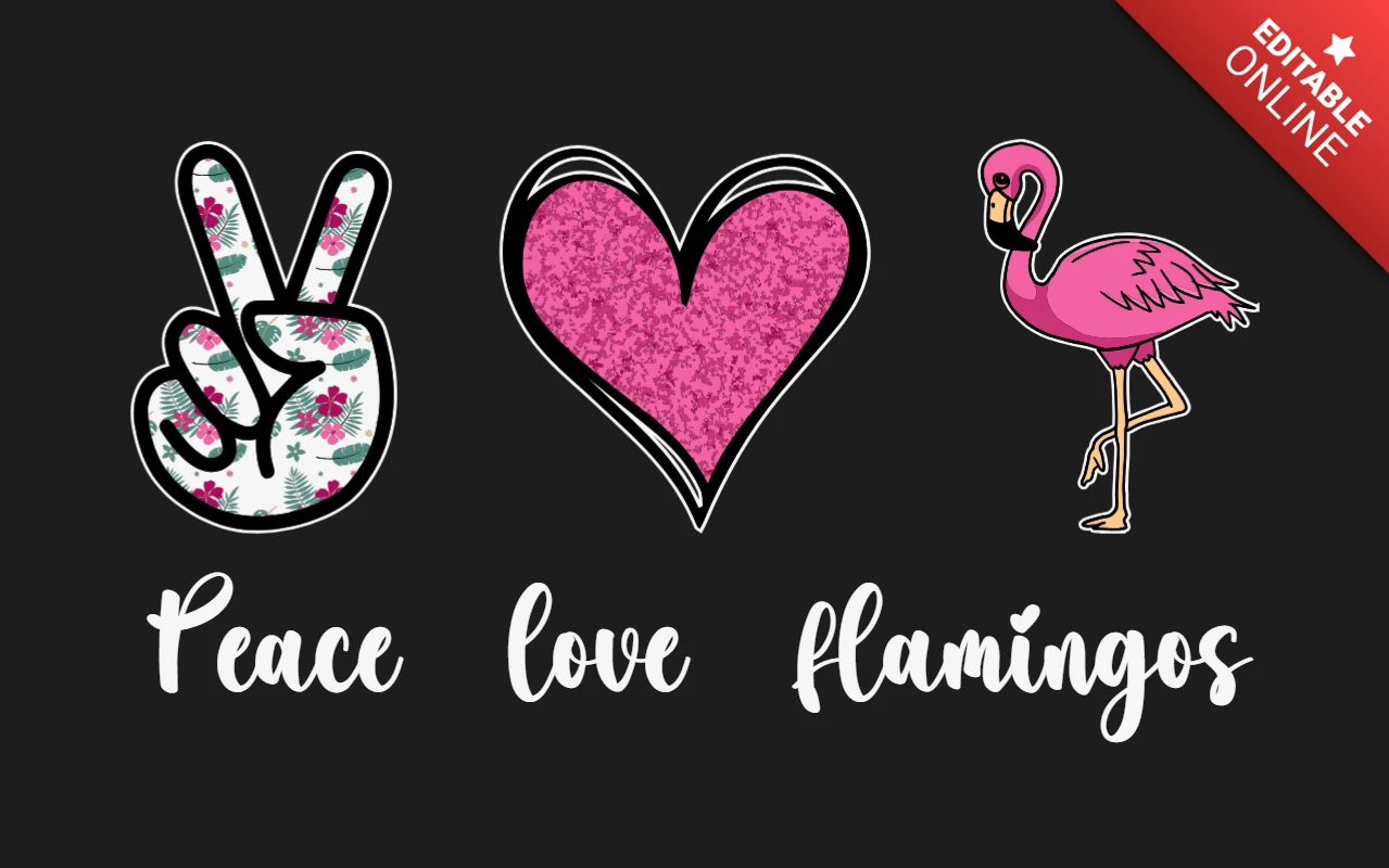 Peace Love Flamingos T-shirt Design Template