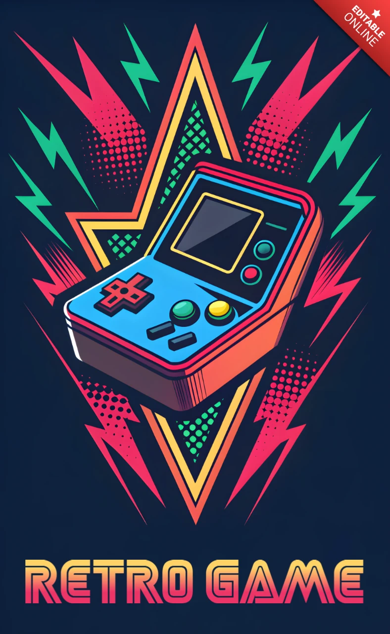 Retro-Gaming-Design-Vorlage für T-Shirts mit lebhaften Grafiken von Spielkonsolen
