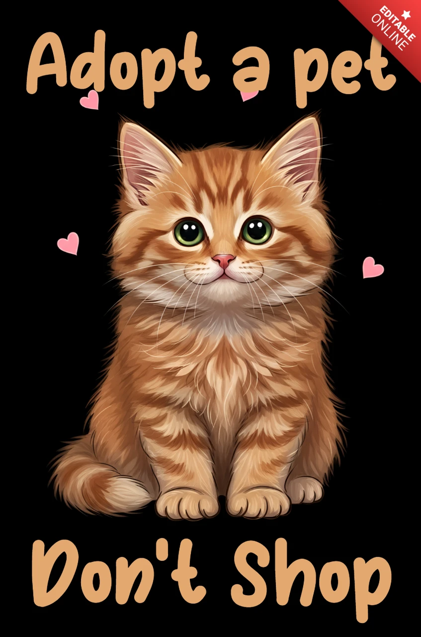 Adoptiere eine Designvorlage für ein T-Shirt mit einer süßen Illustration von einer Haustierkatze.