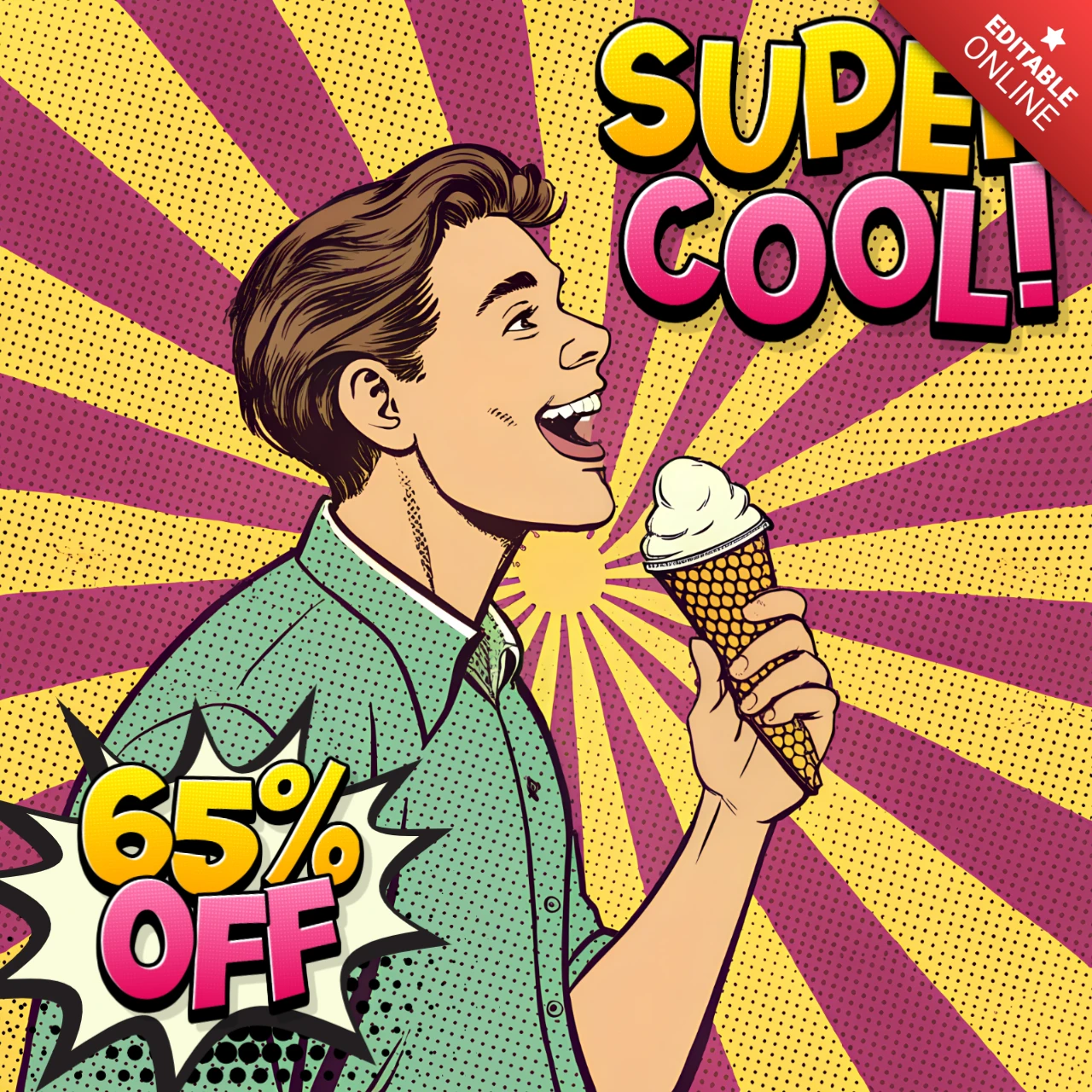 Pop Art Promotional Template for Ice Cream Sale Design