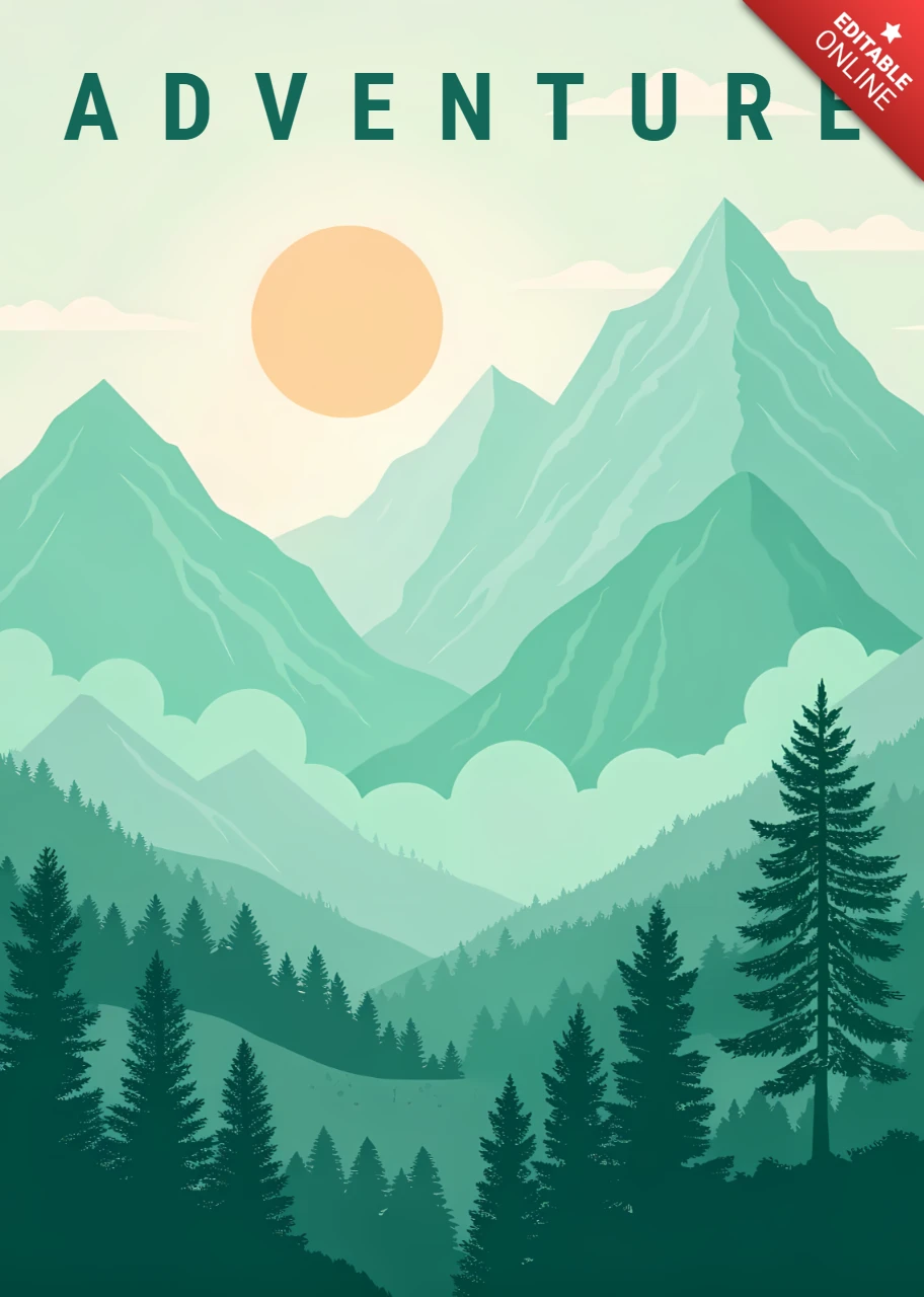 Abenteuer Berglandschaft Designvorlage für Outdoor-Bekleidung