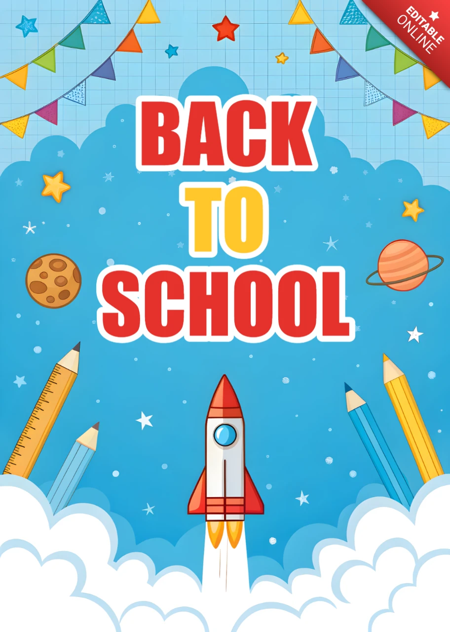 Back to School Rocket Design Template for Kids Posters