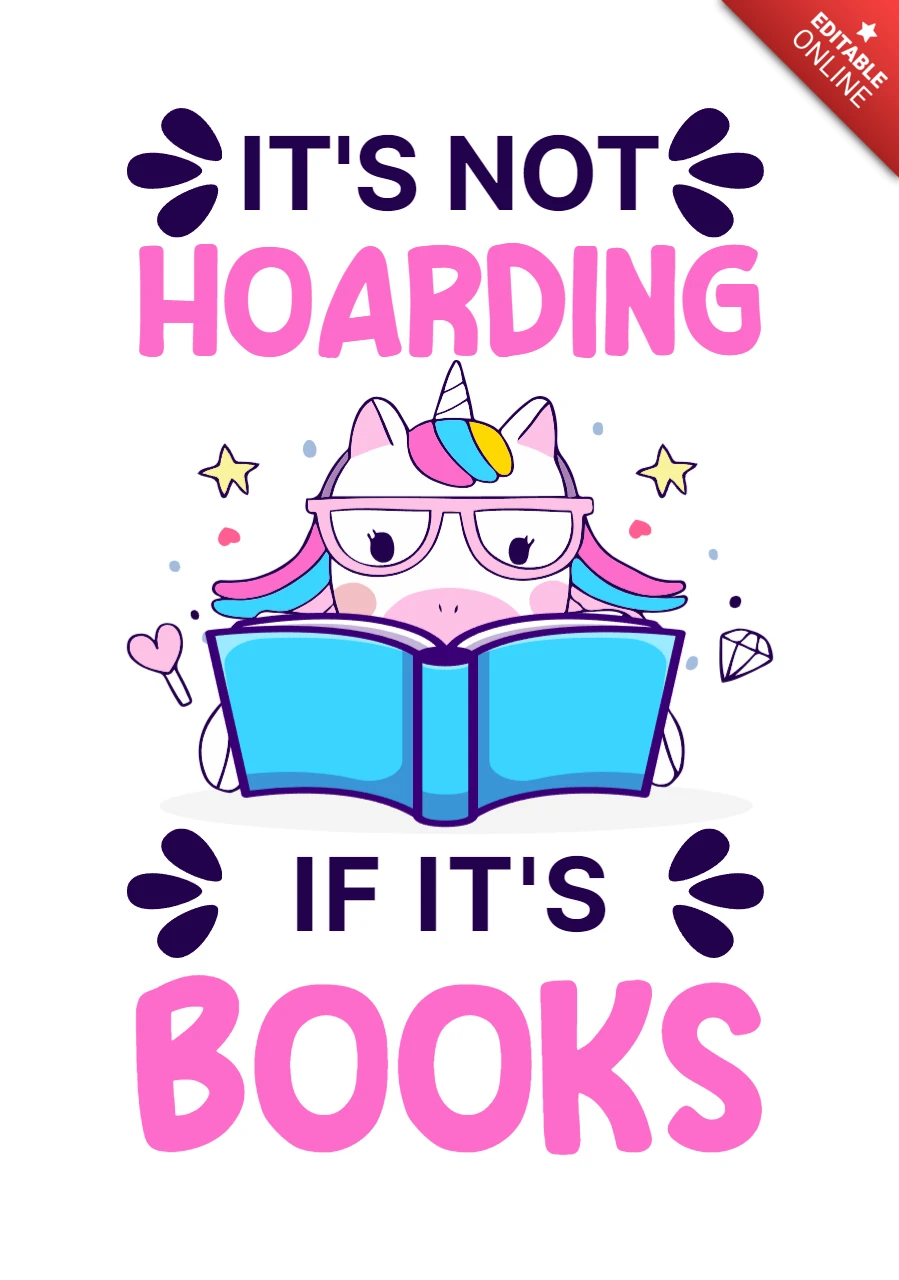 Unicorn Reading Book T-shirt Design Template
