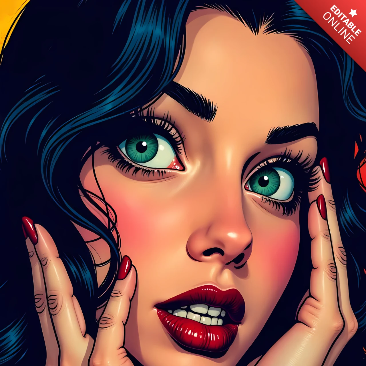 Editable Pop Art Woman Design Template for Creative Projects