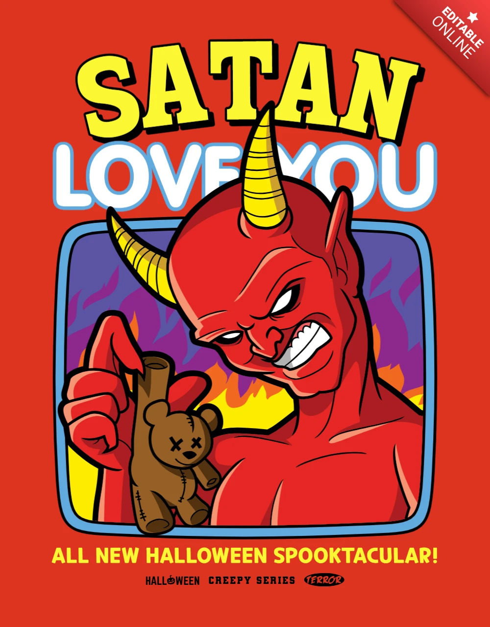 Satan spooktacular halloween poster design template
