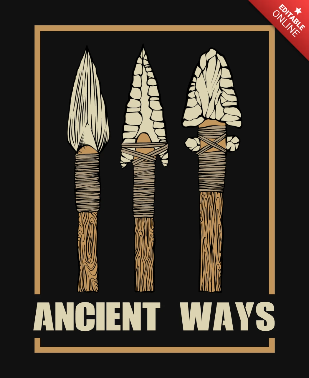 Ancient Ways Design Template Featuring Tribal Spears