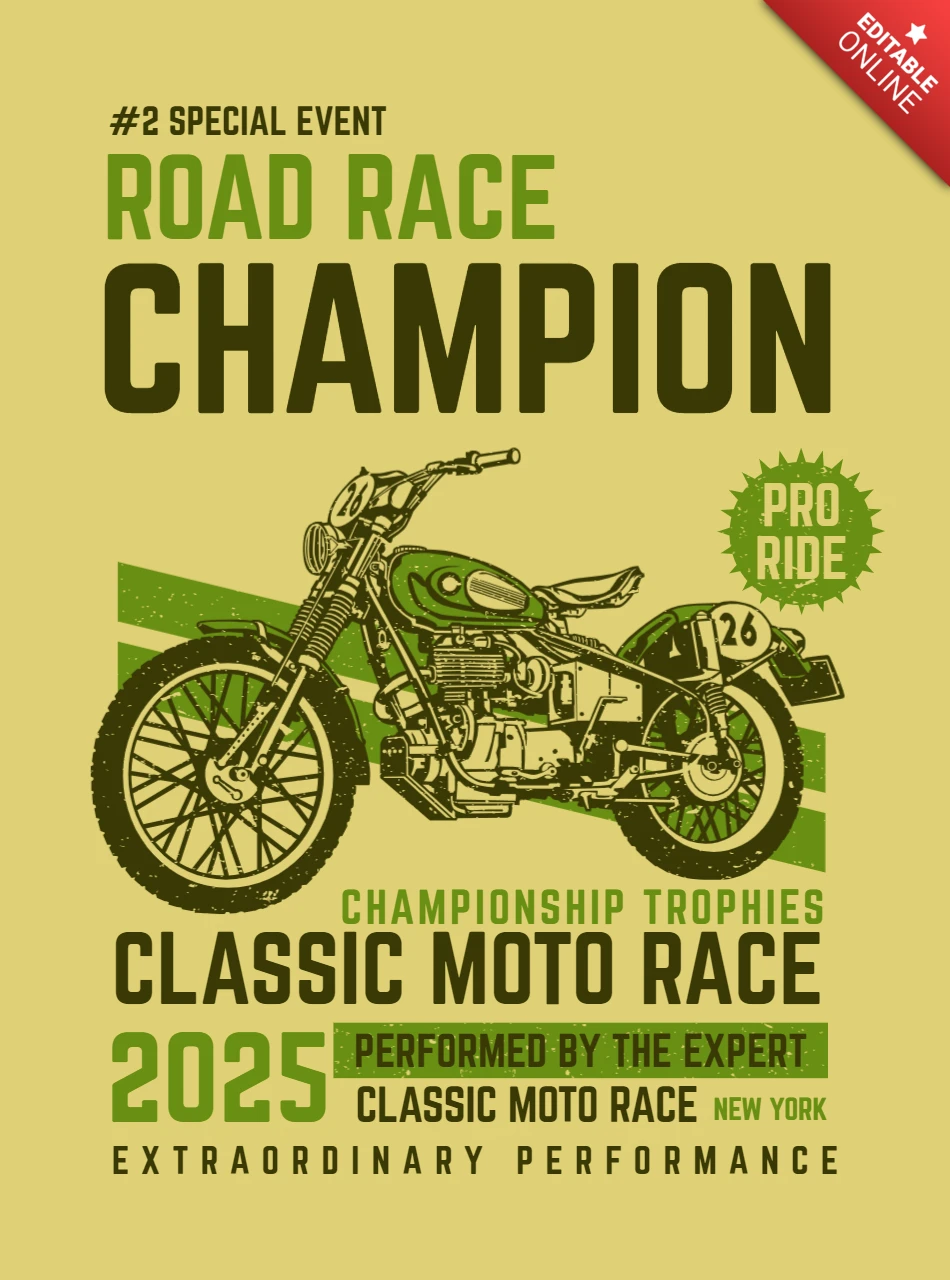 Modèle d'affiche de course moto classique