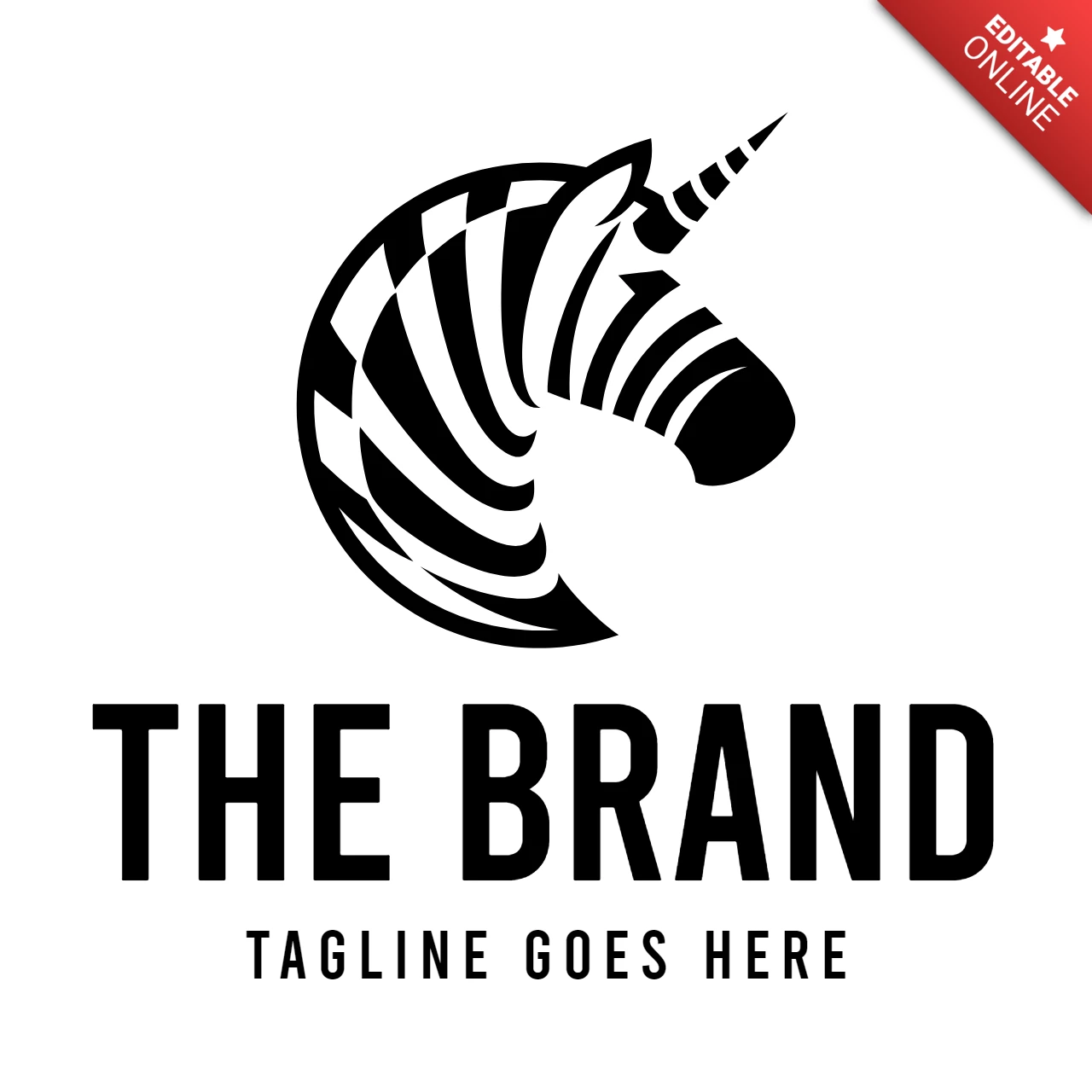 Modello di logo Unicorno zebra